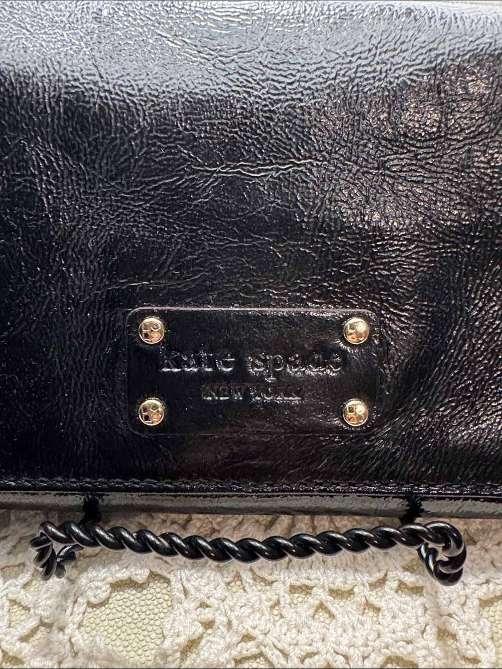 kate spade Flicker Monette Black Patent Leather Shoulder Bag - Picture 2 of 14